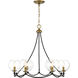 Vantage Kearney Park 6 Light 29 inch Coal and Soft Brass Chandelier Ceiling Light