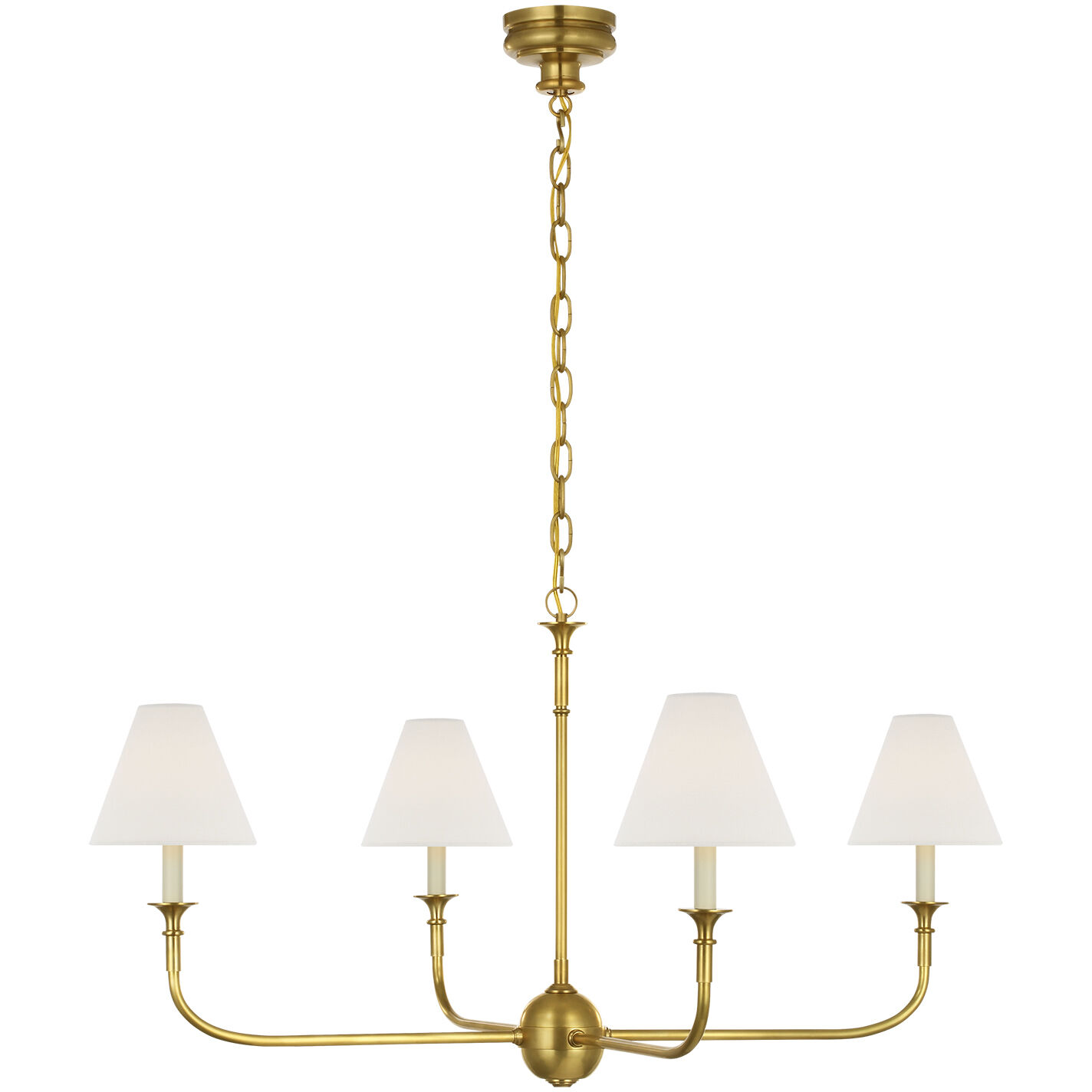 Thomas O'Brien Piaf LED 39 inch Hand-Rubbed Antique Brass Chain Hung Chandelier Ceiling Light, Large