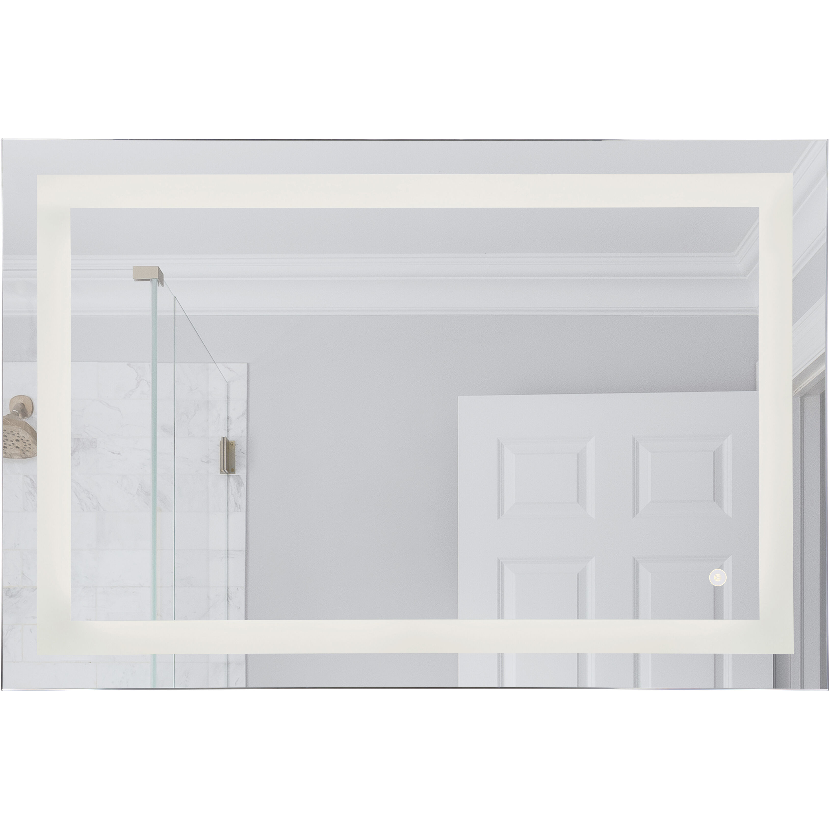 Frameless 47.99 X 31.97 inch White Illuminated Mirror, Front Lit