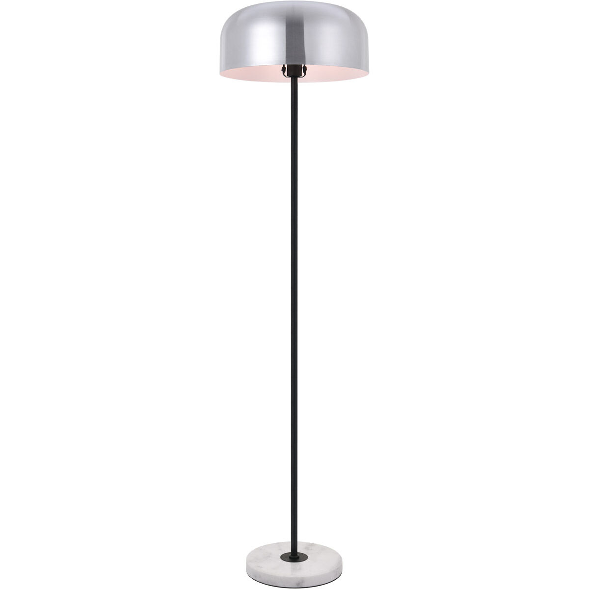 Exemplar 63 inch 40 watt Brushed Nickel and Black with White Marble Floor lamp Portable Light in Burnished Nickel
