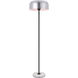 Exemplar 63 inch 40 watt Brushed Nickel and Black with White Marble Floor lamp Portable Light in Burnished Nickel