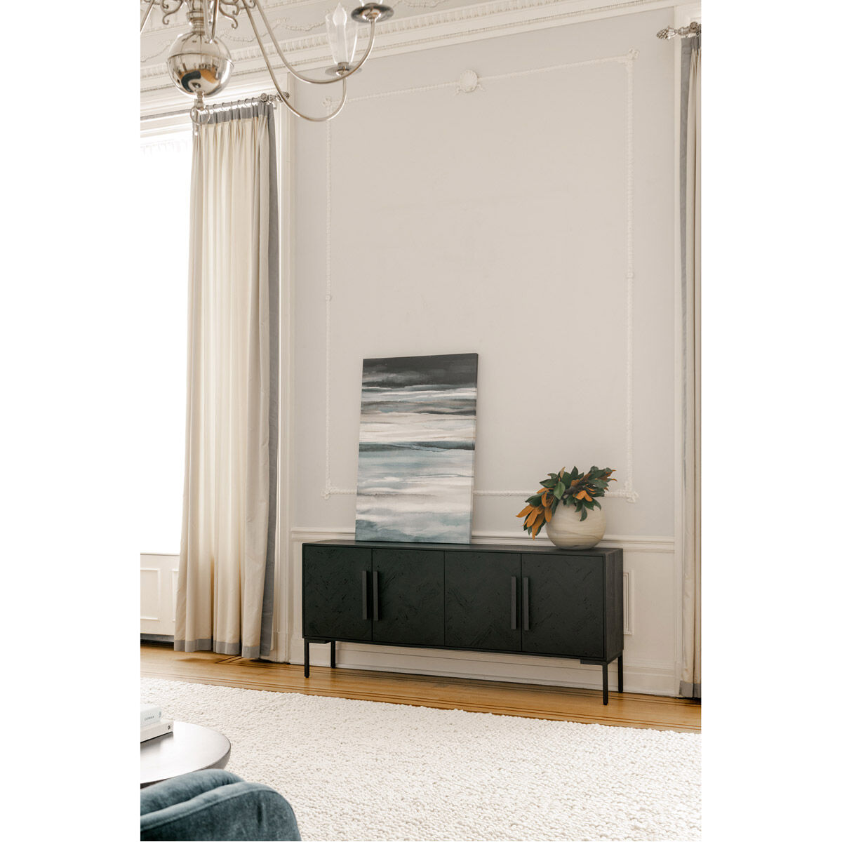 Fishbone 77 X 16 inch Black Sideboard