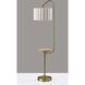 Caldwell 62 inch 100.00 watt Antique Brass and Natural Wood Shelf Floor Lamp Portable Light