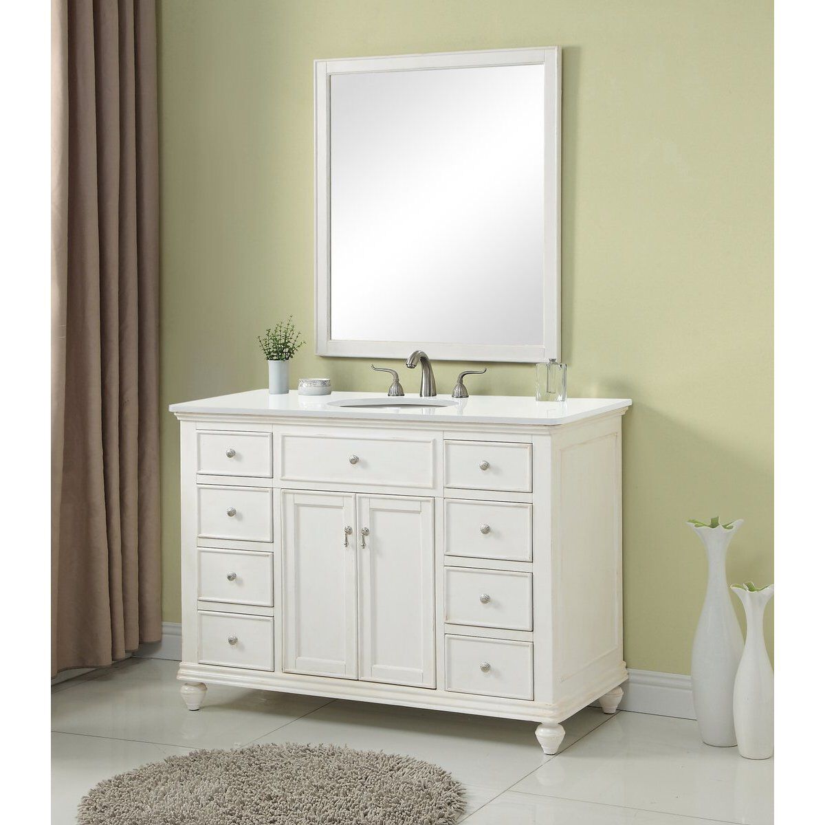Otto 48 X 21 X 35 inch Antique White Vanity Sink Set