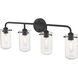 Delaney 4 Light 30 inch Matte Black Vanity Wall Light