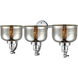 Franklin Restoration Large Bell 3 Light 28 inch Polished Chrome Bath Vanity Light Wall Light in Silver Plated Mercury Glass, Franklin Restoration