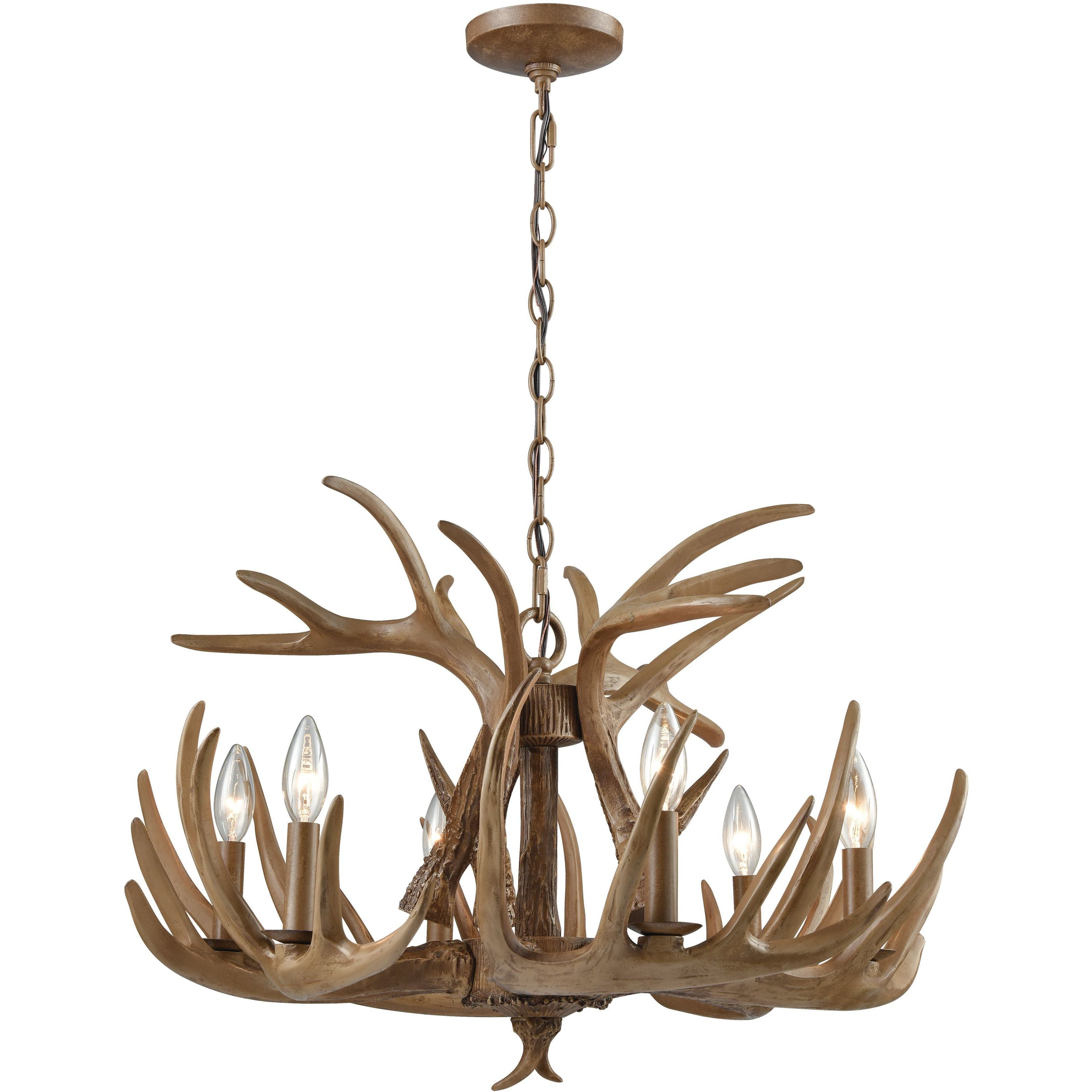 Elk 6 Light 25 inch Wood Tone Chandelier Ceiling Light