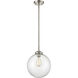 Nouveau Beacon 1 Light 10 inch Brushed Satin Nickel Mini Pendant Ceiling Light in Incandescent, Seedy, Nouveau
