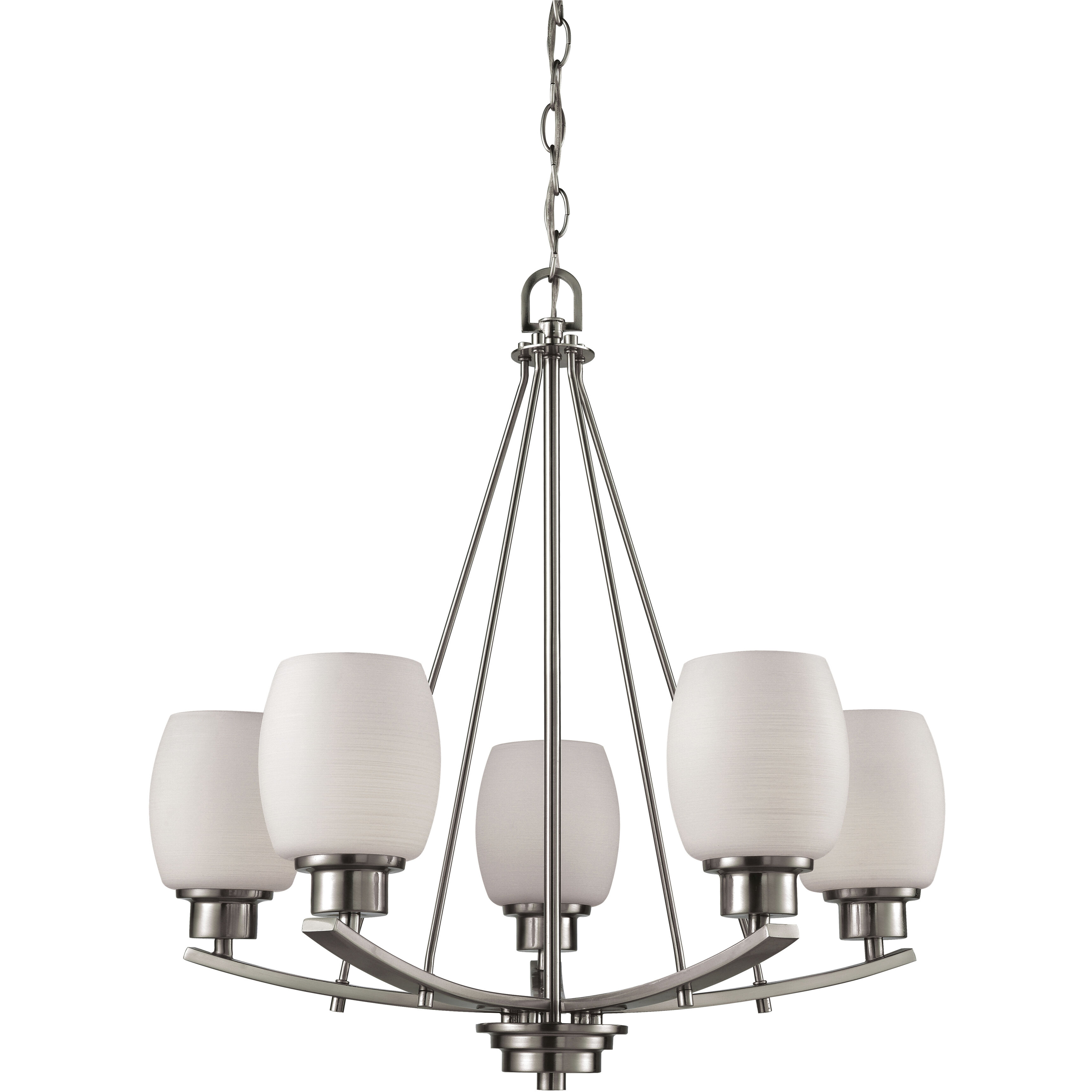 Casual Mission 5 Light 22 inch Brushed Nickel Chandelier Ceiling Light