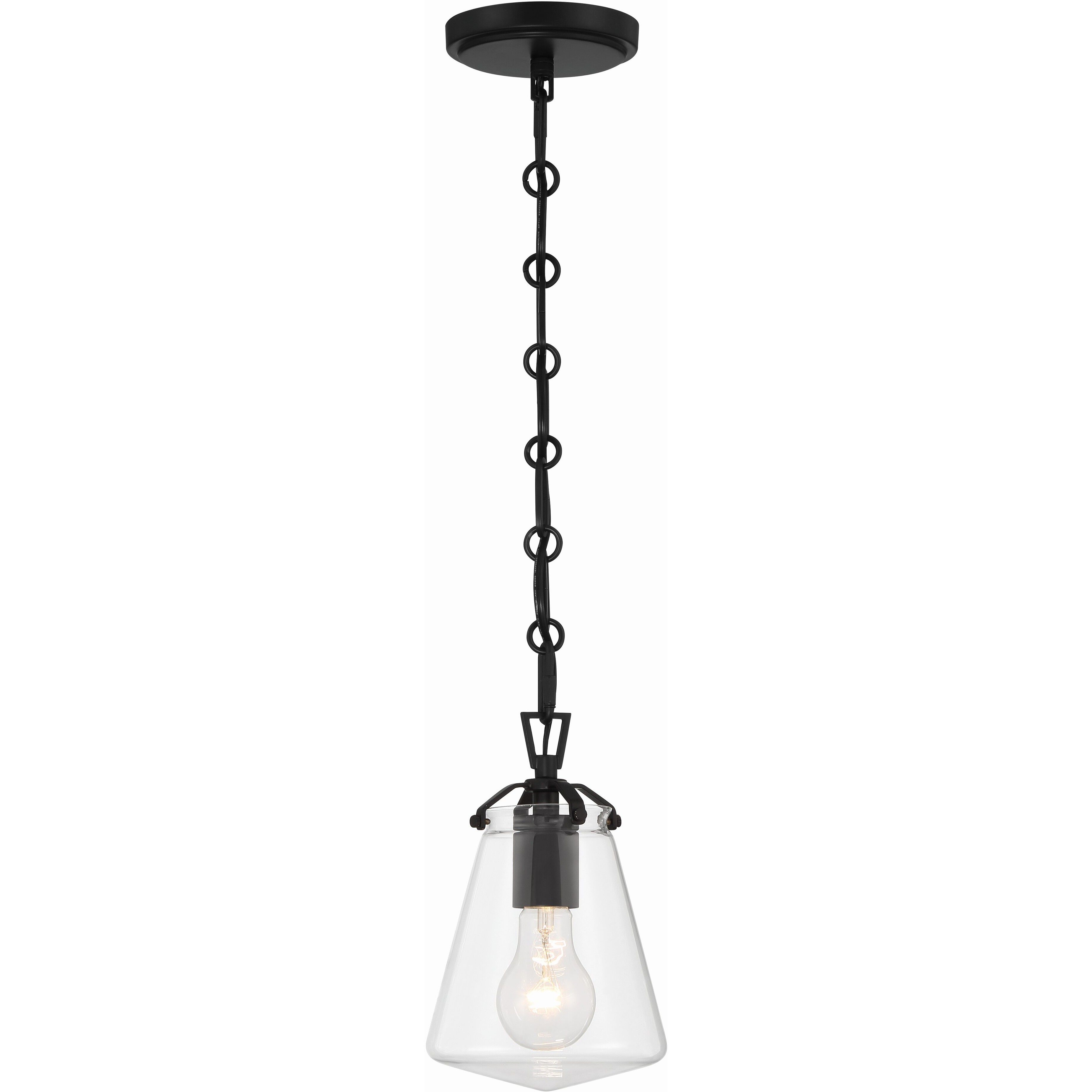 Voss 1 Light 5.75 inch Matte Black Mini Pendant Ceiling Light