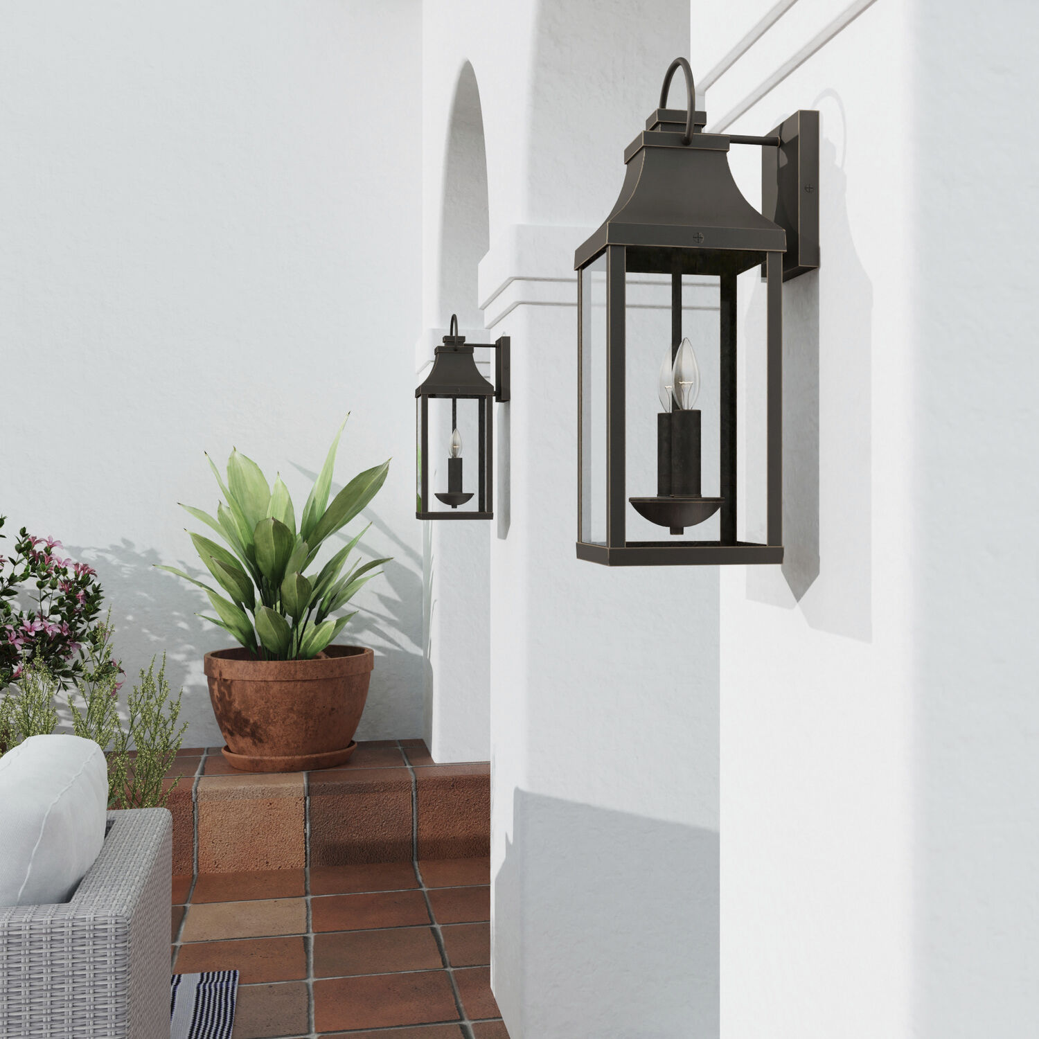 Bradford 2 Light 20.75 inch Oiled Bronze Outdoor Wall Lantern in Incandescent