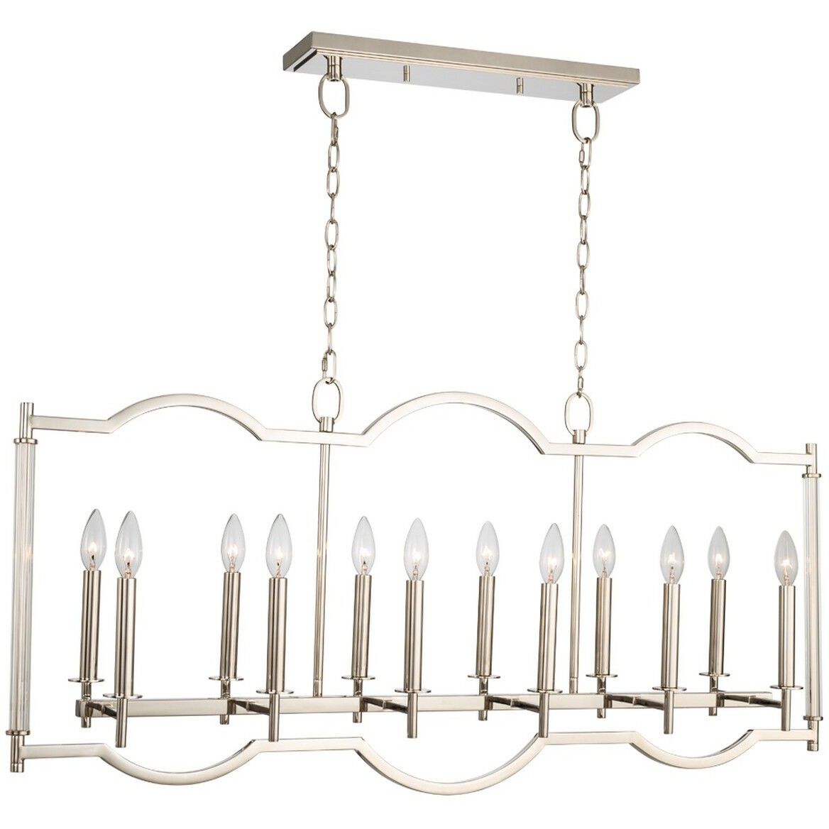 Provence Island Linear Ceiling Light in Polished Nickel