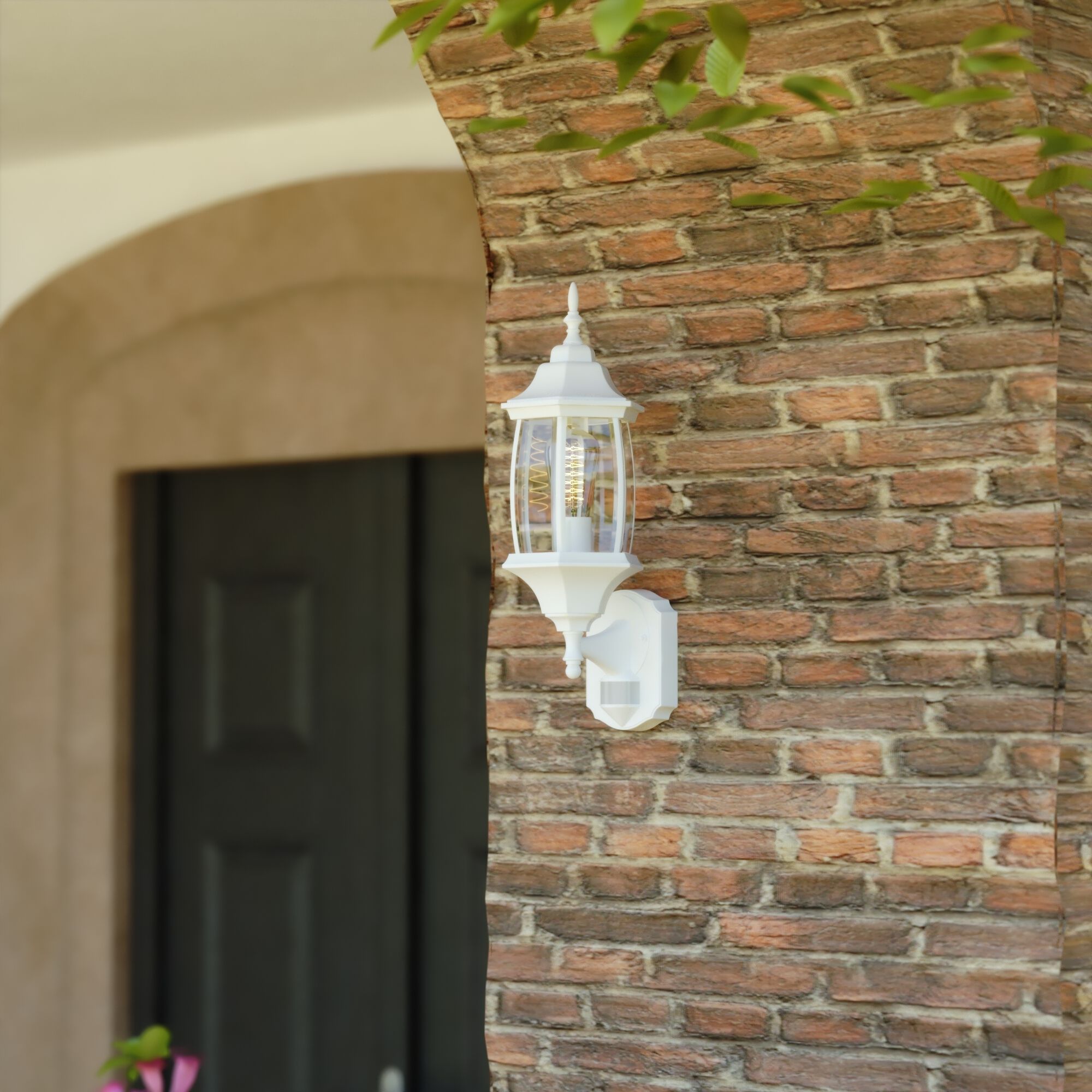Rogers Park Textured White Outdoor Motion Sensor