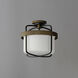 Ruffles 3 Light 13.75 inch Black and Antique Brass Semi-Flush Mount Ceiling Light