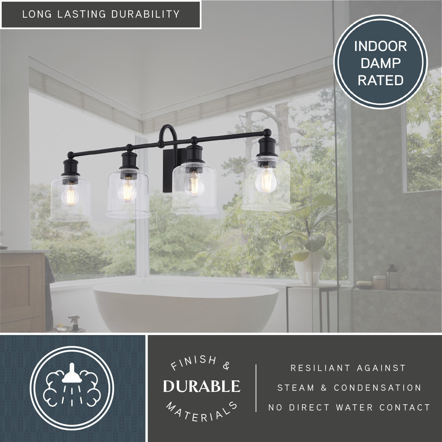 Northbrook 4 Light 32 inch Matte Black Bathroom Light Wall Light