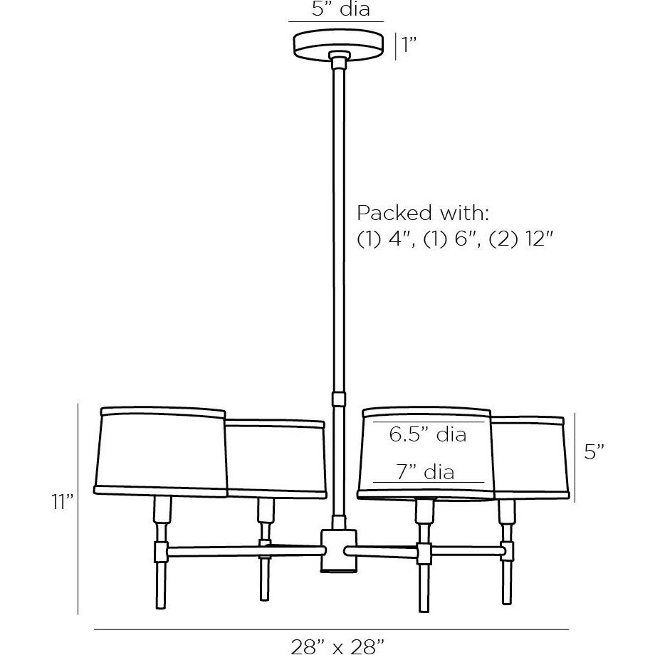 Luciano 4 Light 28 inch Bronze Chandelier Ceiling Light
