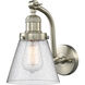 Franklin Restoration Small Cone 1 Light 7 inch Brushed Satin Nickel Sconce Wall Light in Seedy Glass, Franklin Restoration