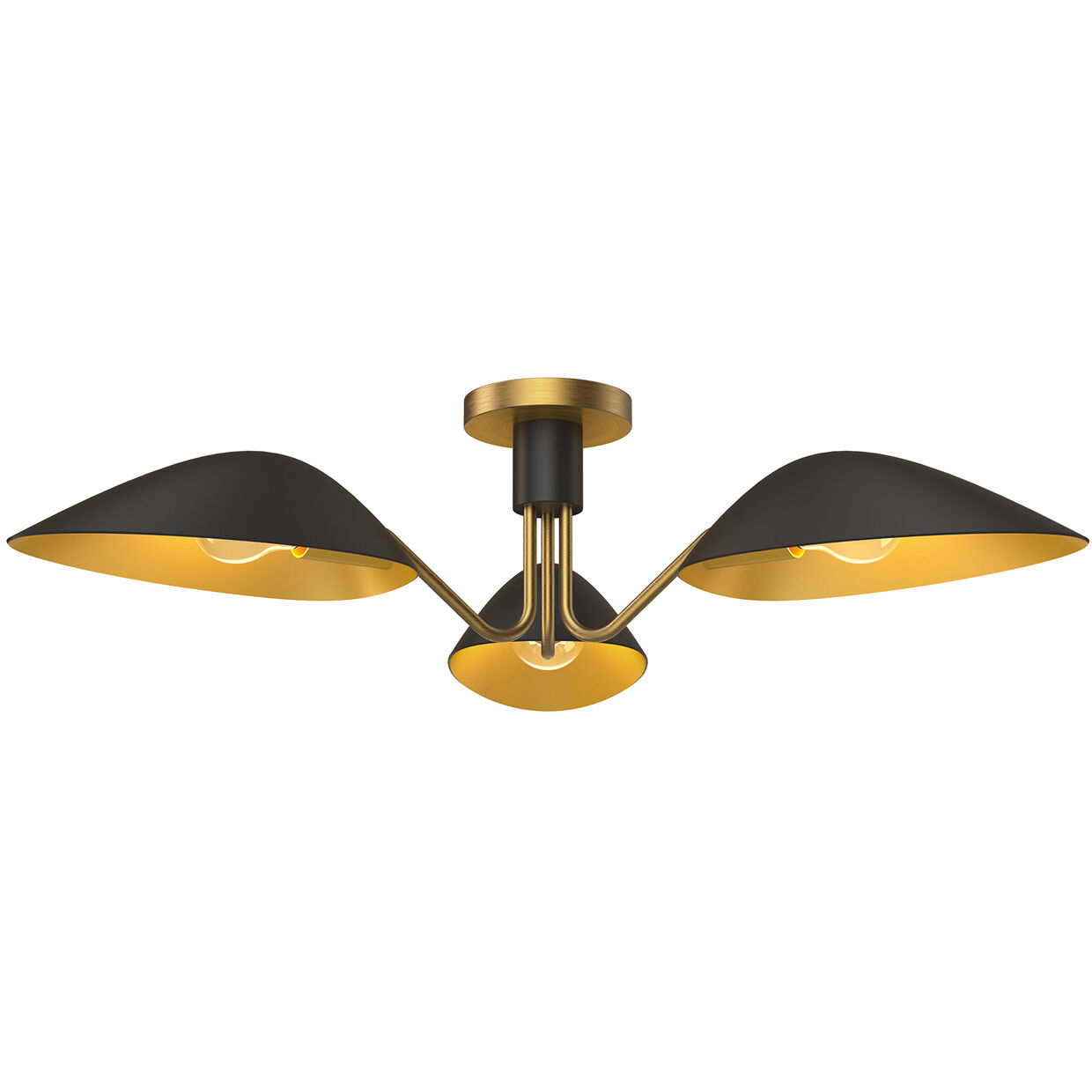 Alora Mood Oscar 3 Light 31.75 inch Aged Gold/Matte Black Semi-Flush Mount Ceiling Light in Aged Gold and Matte Black