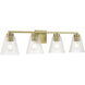 Riville 4 Light 31.75 inch Vintage Brass Bathroom Vanity Light Wall Light