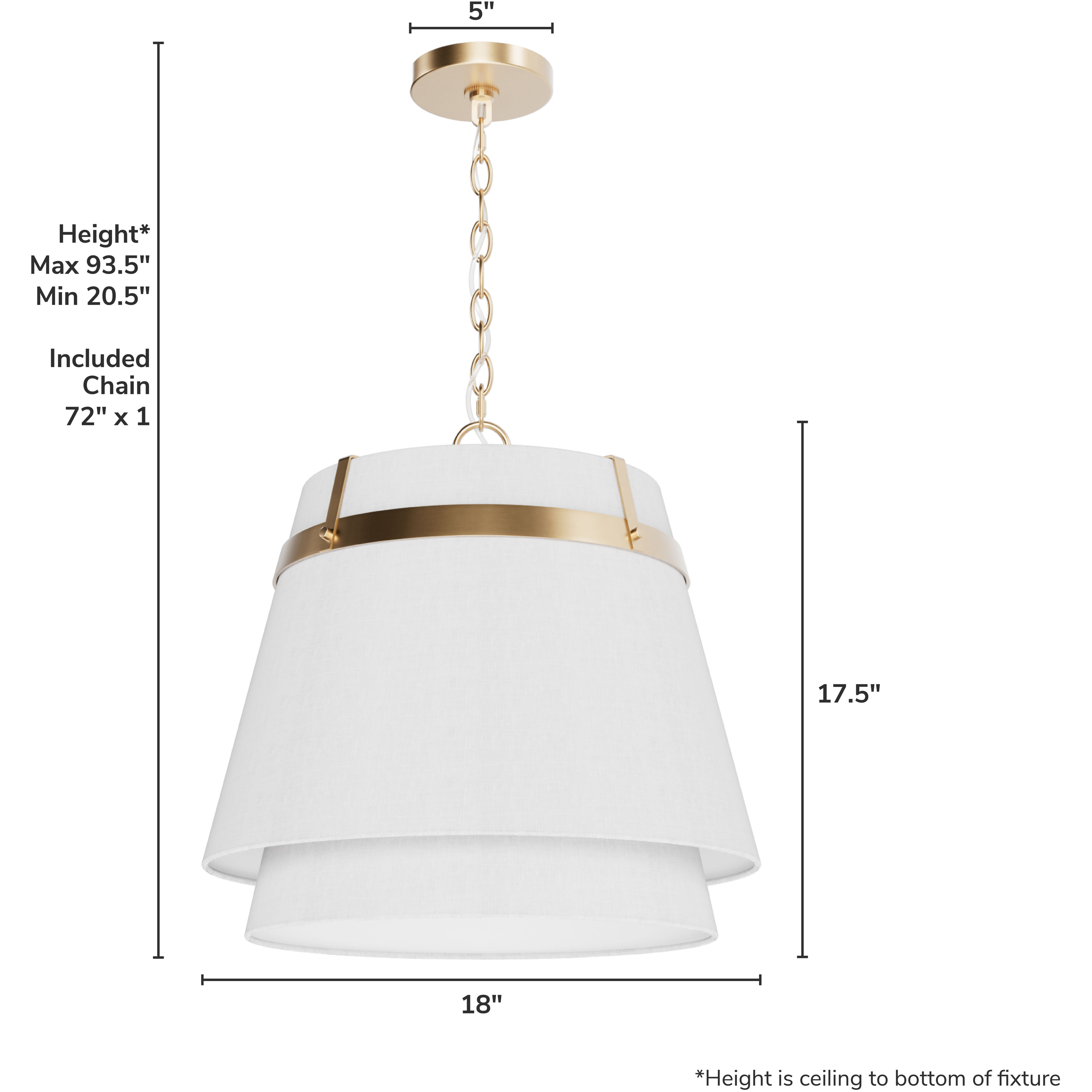 Ada Lee 1 Light 18 inch Alturas Gold Pendant Ceiling Light, Large
