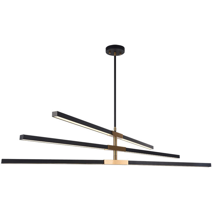 Lineare LED 49 inch Matte Black and Aged Gold Brass Pendant Ceiling Light