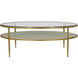 Constance 50 X 50 inch White Leather and Antique Brass Leaf Coffee Table