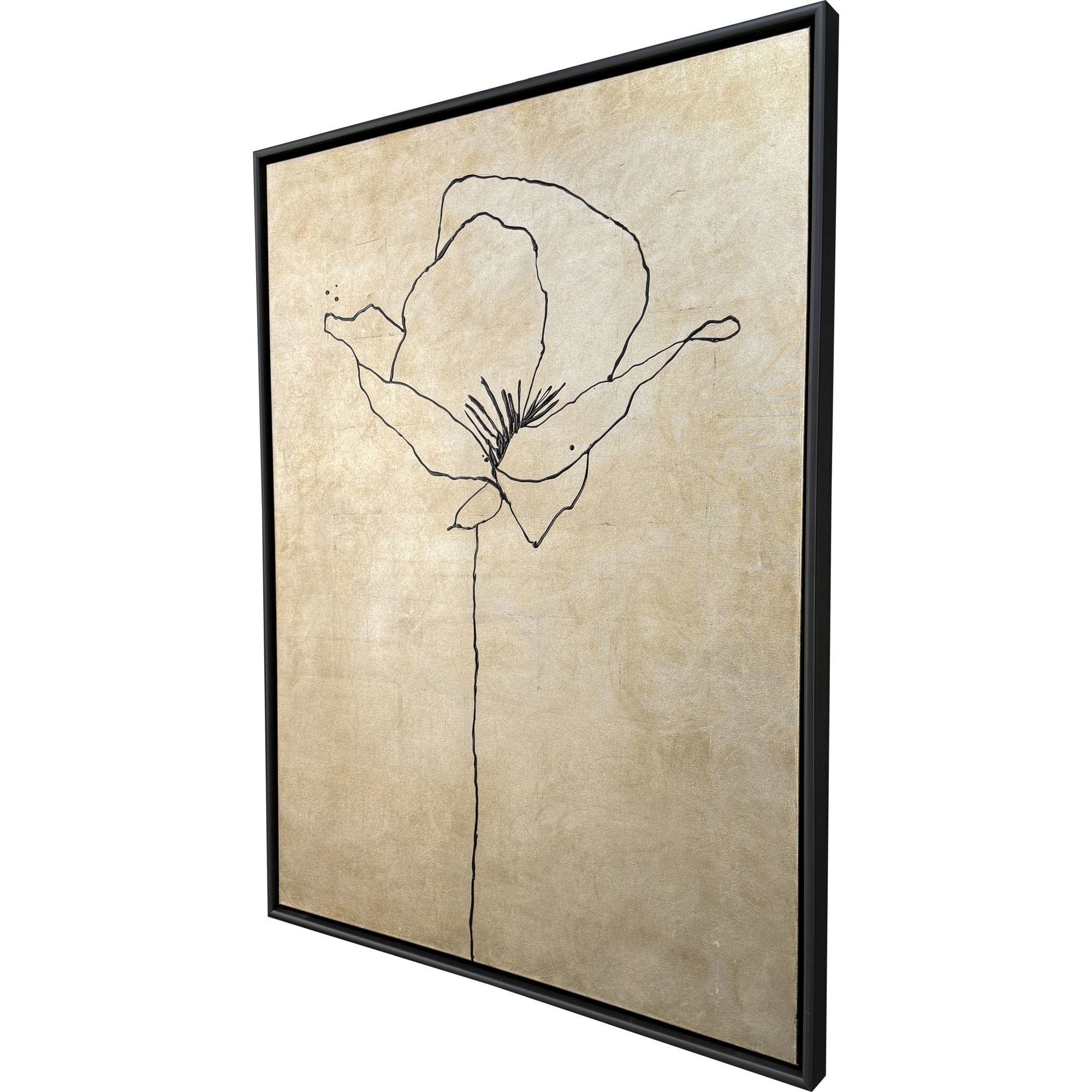 Silver Poppies Brown and Metallic Canvas, The Studio