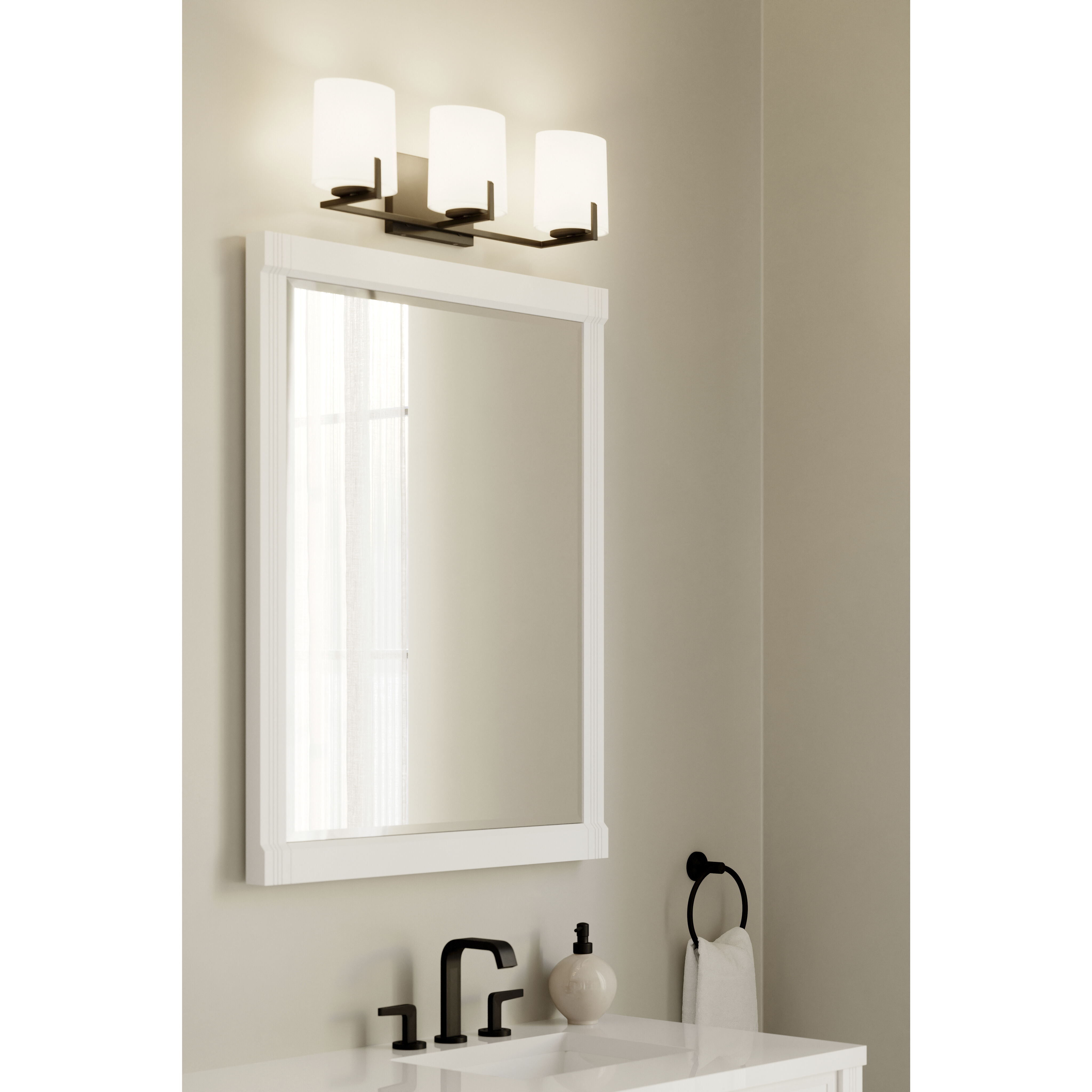 Mirelle 3 Light 25 inch Dark Matte Black Vanity Wall Light