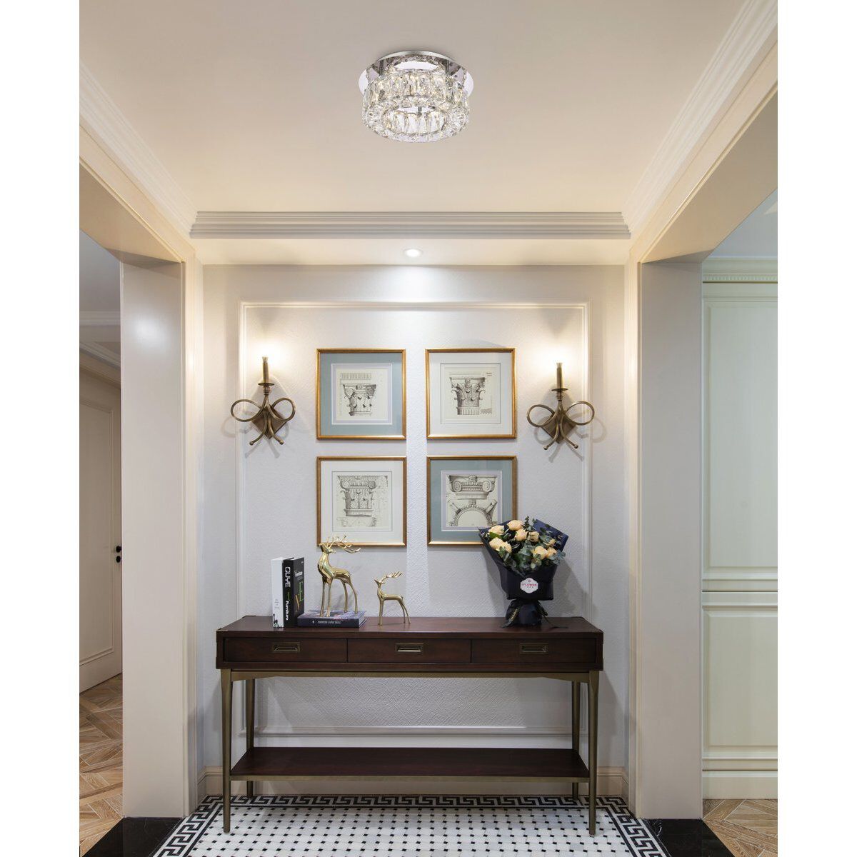 Monroe 1 Light 12 inch Chrome Flush Mount Ceiling Light