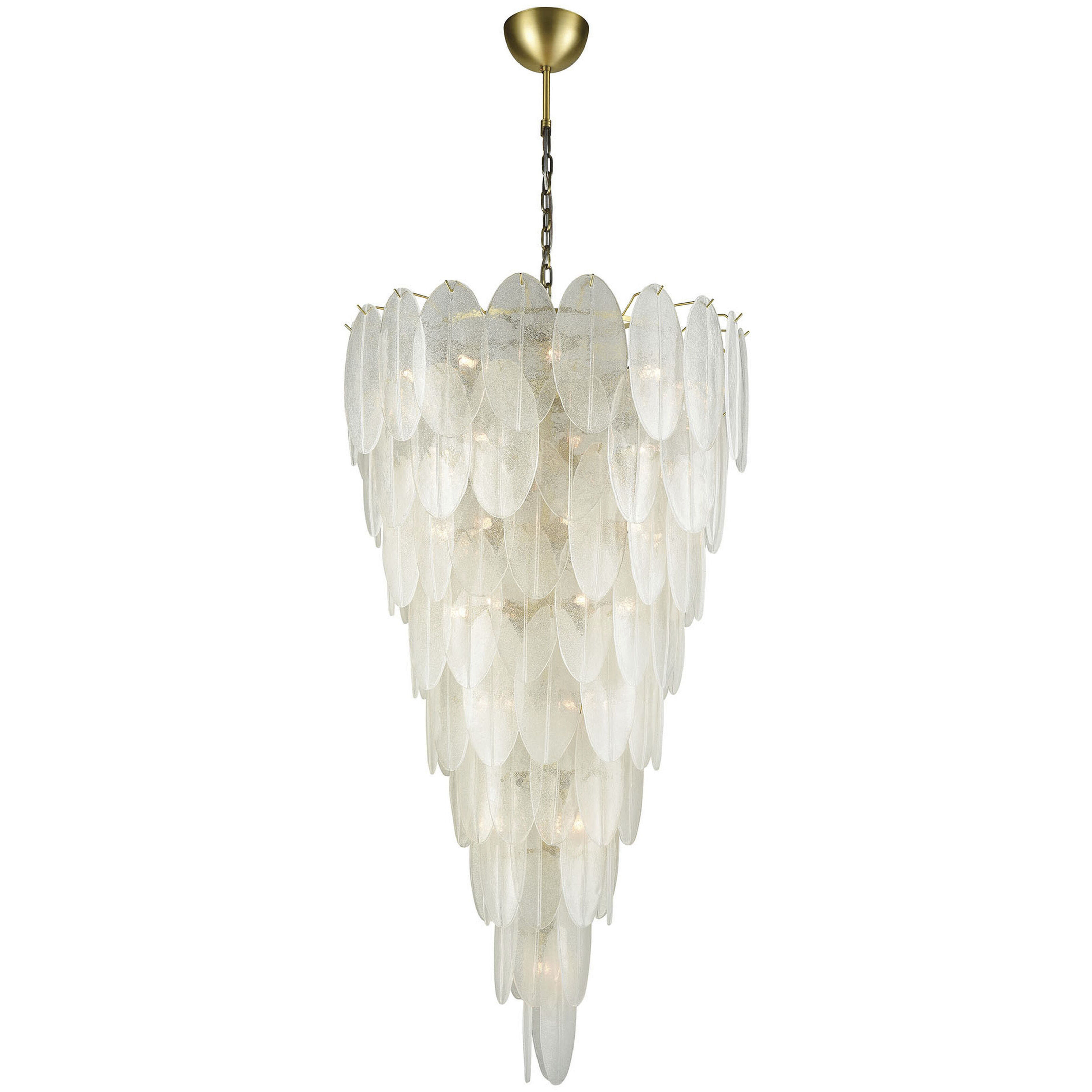Hush 42 Light 32.5 inch Aged Brass with White Chandelier Ceiling Light