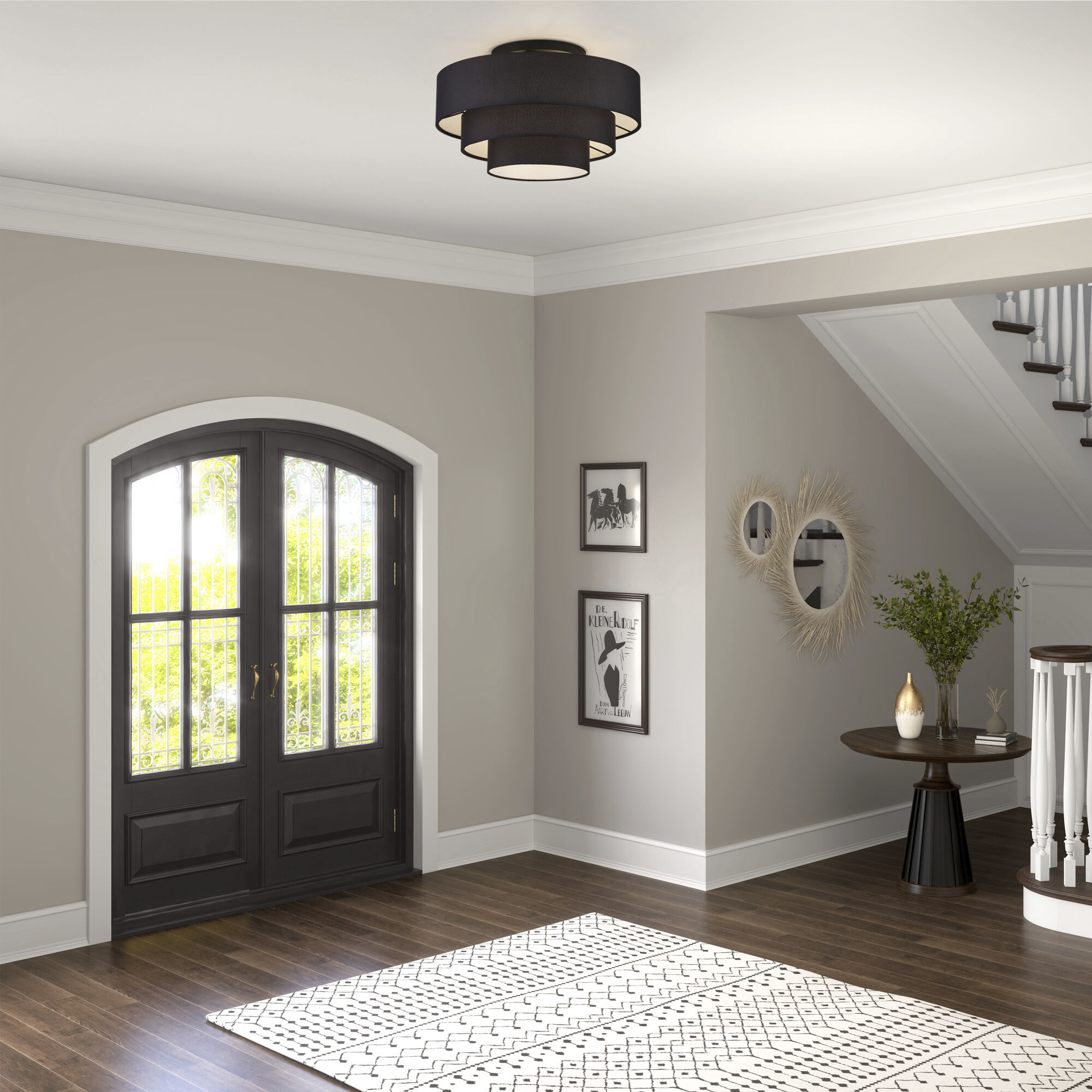 Bainbridge 4 Light 21 inch Black Semi Flush Mount Ceiling Light, Extra Large