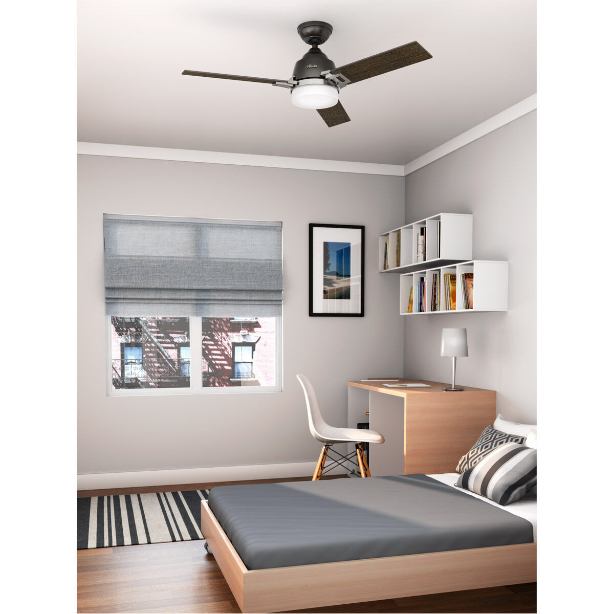 Leoni 48 inch Noble Bronze with Black Oak Grain/Dark Walnut Blades Ceiling Fan