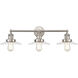 English Pub Vanity Light Wall Light in Satin Nickel, Clear Glass