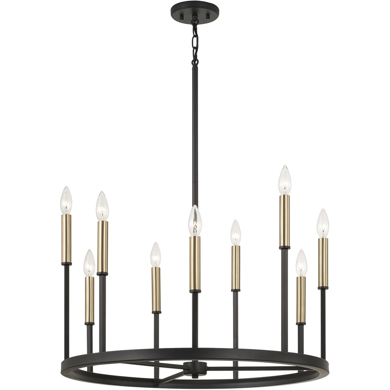 Davis 9 Light 26 inch Espresso and Brass Chandelier Ceiling Light