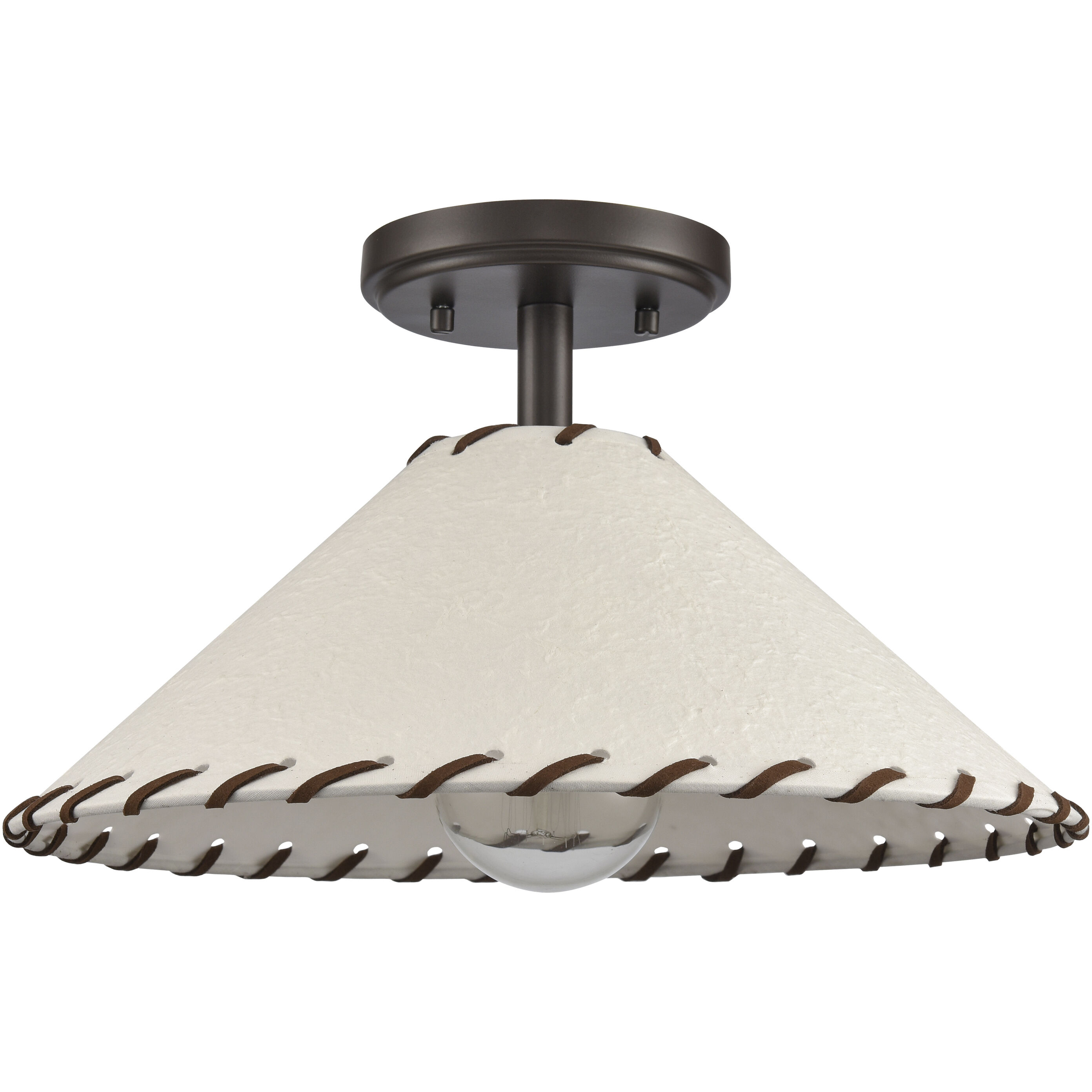 Marion 1 Light 14 inch Oil Rubbed Bronze with Natural Semi Flush Mount Ceiling Light