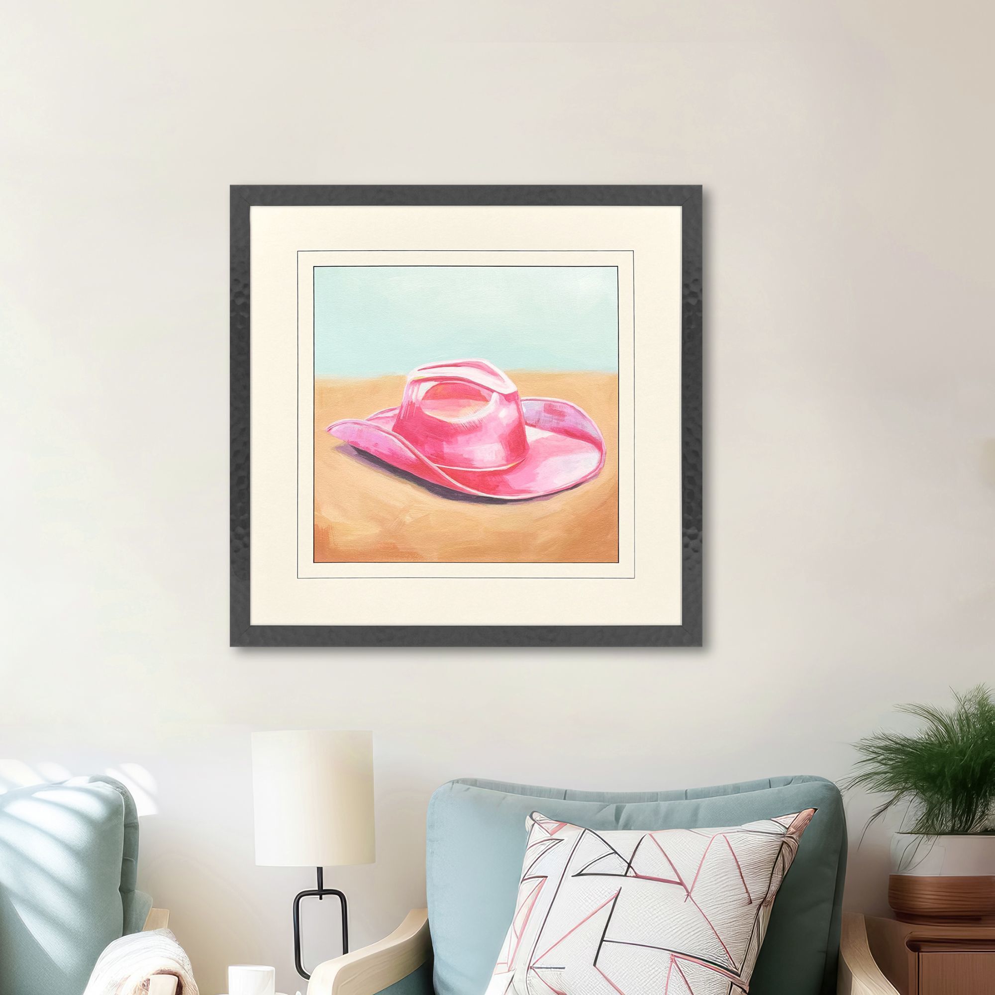 Cowboy Barbee Pink and Turquoise and Rust Framed Art, Propac