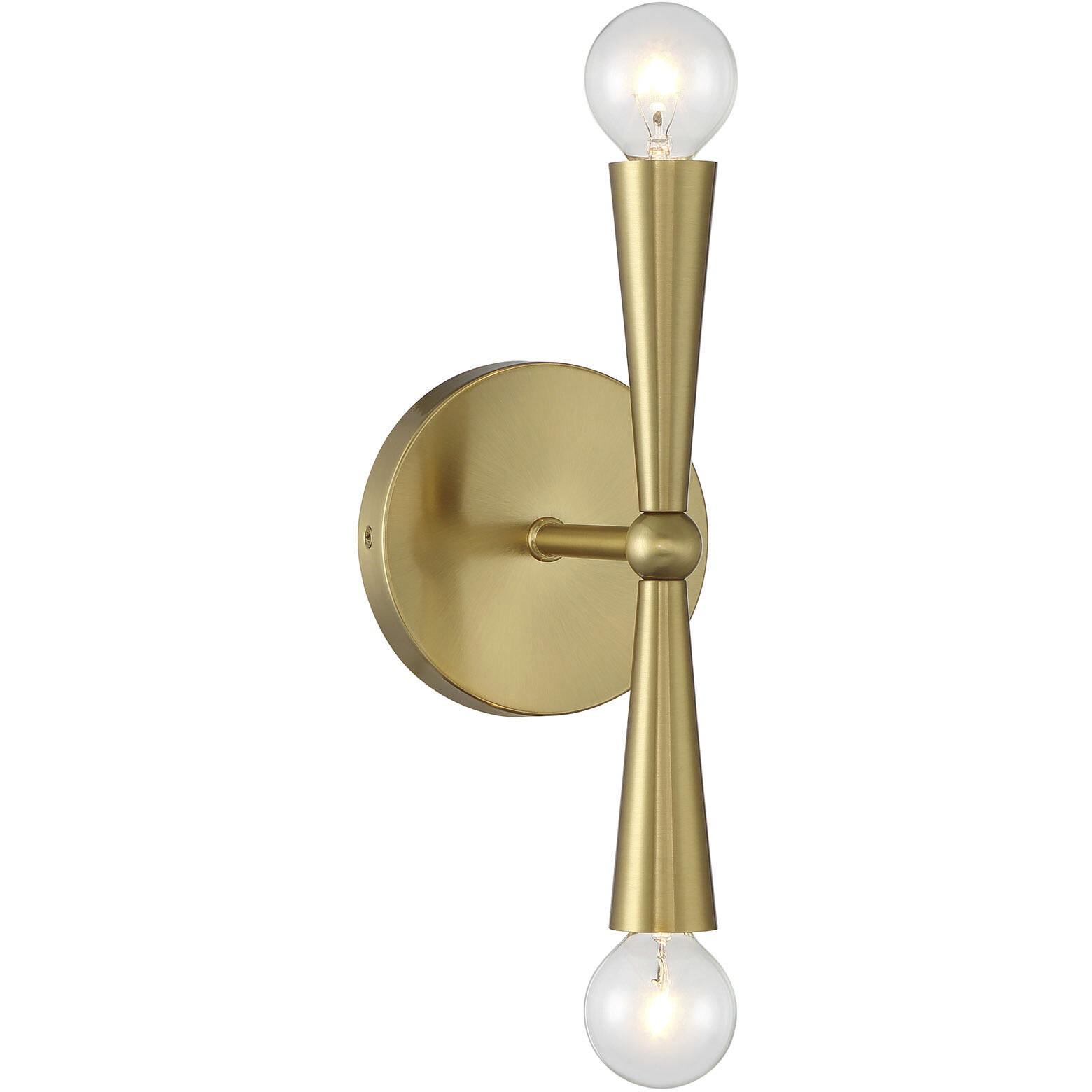 Contemporary 2 Light 4.75 inch Natural Brass Wall Sconce Wall Light