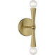 Contemporary 2 Light 4.75 inch Natural Brass Wall Sconce Wall Light