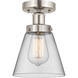 Cone 1 Light 6.5 inch Brushed Satin Nickel Semi-Flush Mount Ceiling Light