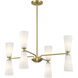 Contemporary 8 Light 32 inch Natural Brass Chandelier Ceiling Light