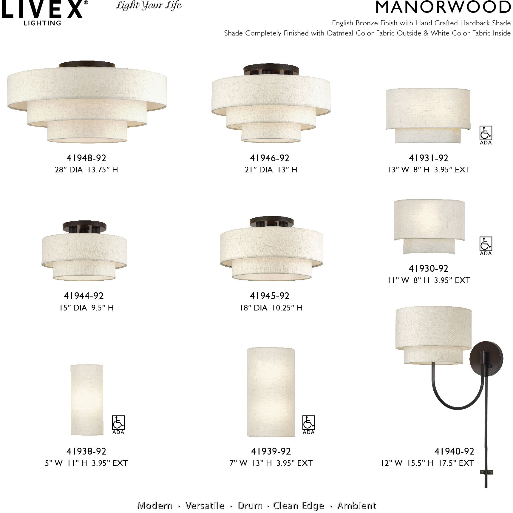 Manorwood 5 Light 28 inch English Bronze Semi Flush Mount Ceiling Light, Extra Large