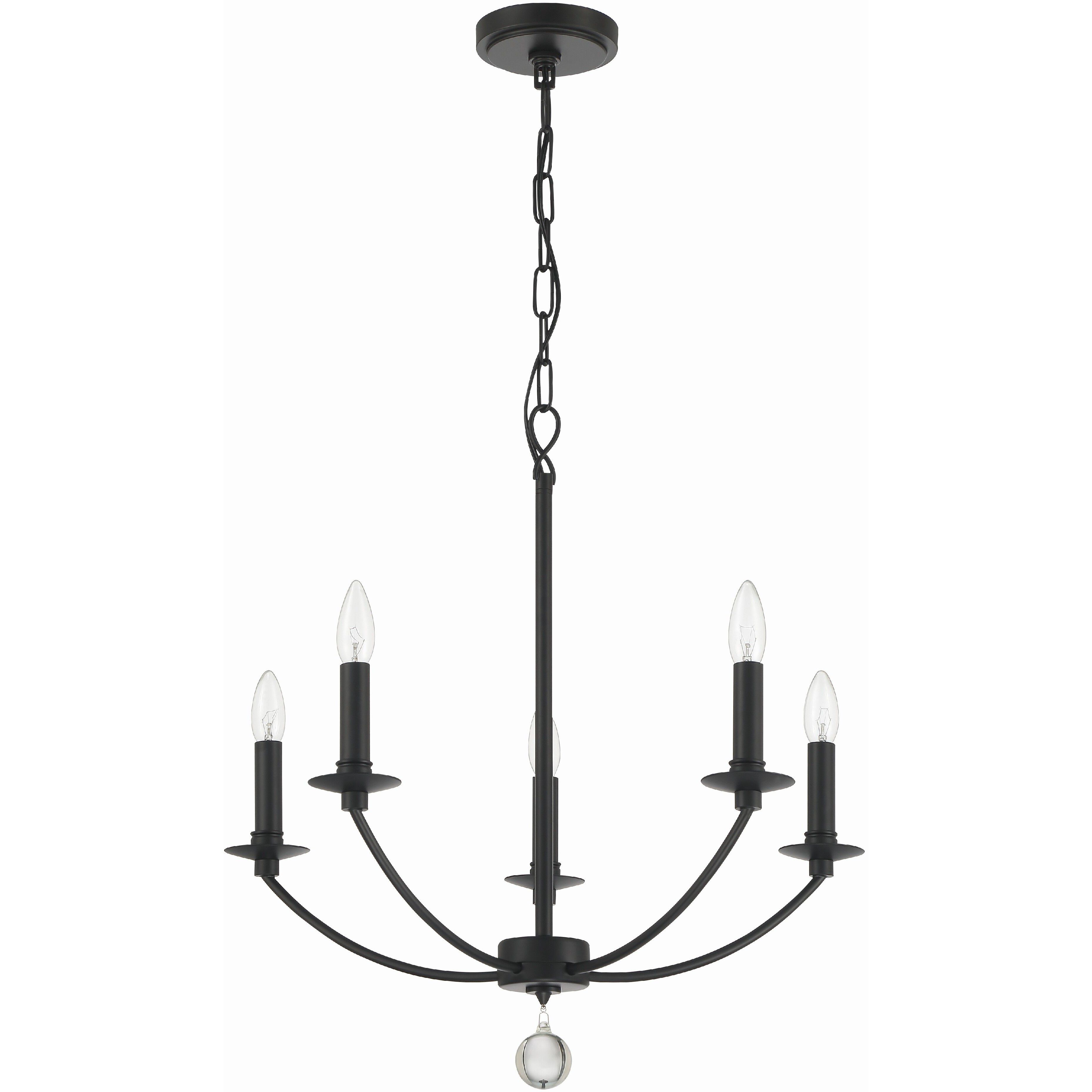 Mila 5 Light 23 inch Black Chandelier Ceiling Light