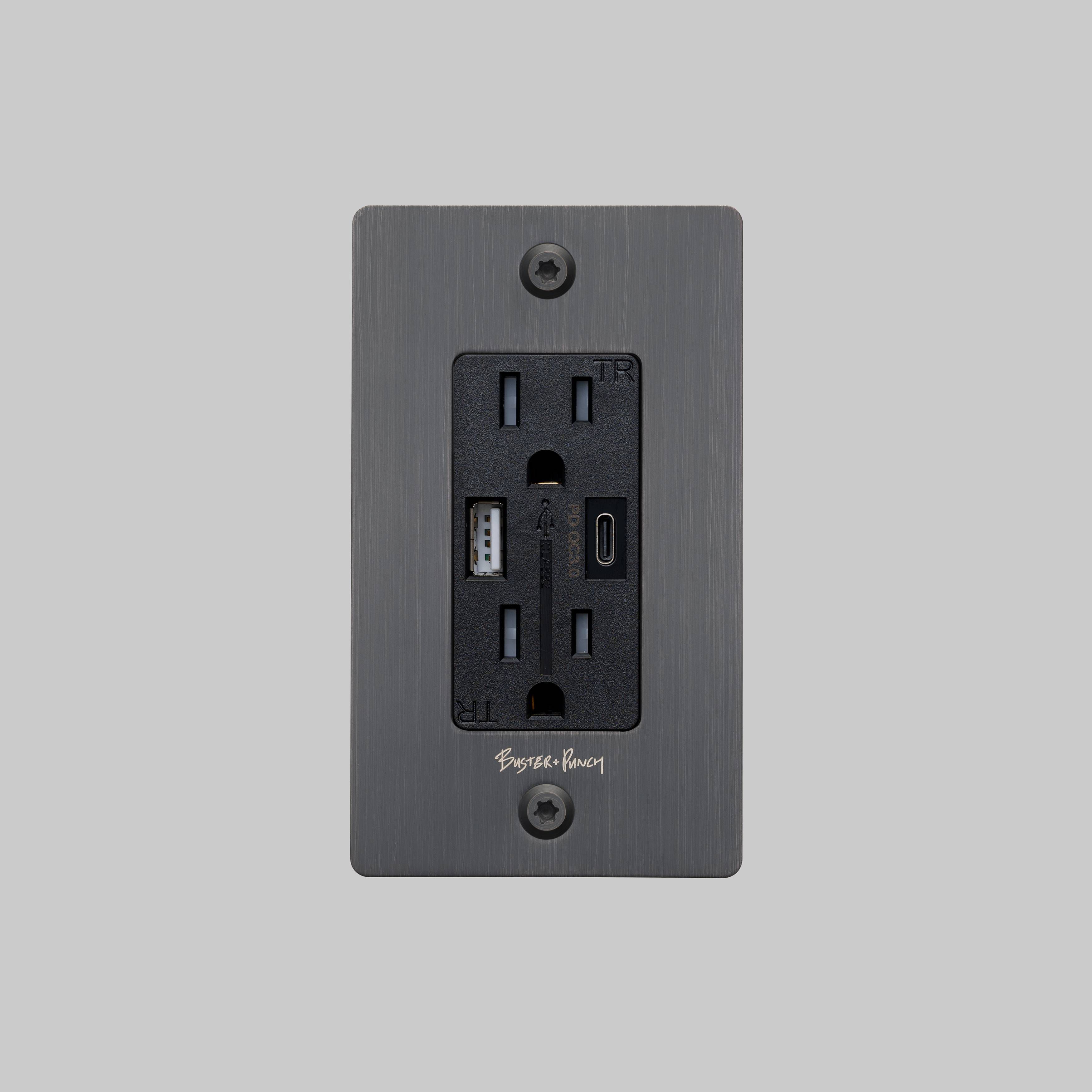 1G Duplex 125 Smoked Bronze Outlet, USB A + C