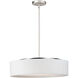 Prime LED 20 inch Satin Nickel Single Pendant Ceiling Light in White Linen