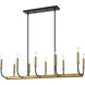 Haylie 10 Light 44 inch Matte Black and Olde Brass Linear Chandelier Ceiling Light