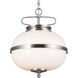 Homestead Opal 2 Light 12 inch Classic Pewter Pendant Ceiling Light, Opal