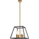 Declan 4 Light 16 inch Black and Brass Pendant Ceiling Light