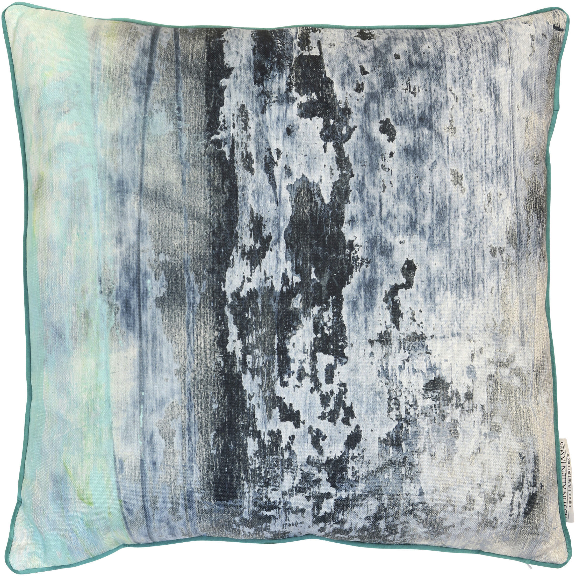 Tidewashed Crush 24 inch Coastal Blue Pillow in 24" x 24"