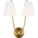 C&M by Chapman & Myers Marina 2 Light 14.5 inch Burnished Brass Double Sconce Wall Light