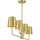 Contemporary 4 Light 42 inch Natural Brass Linear Chandelier Ceiling Light